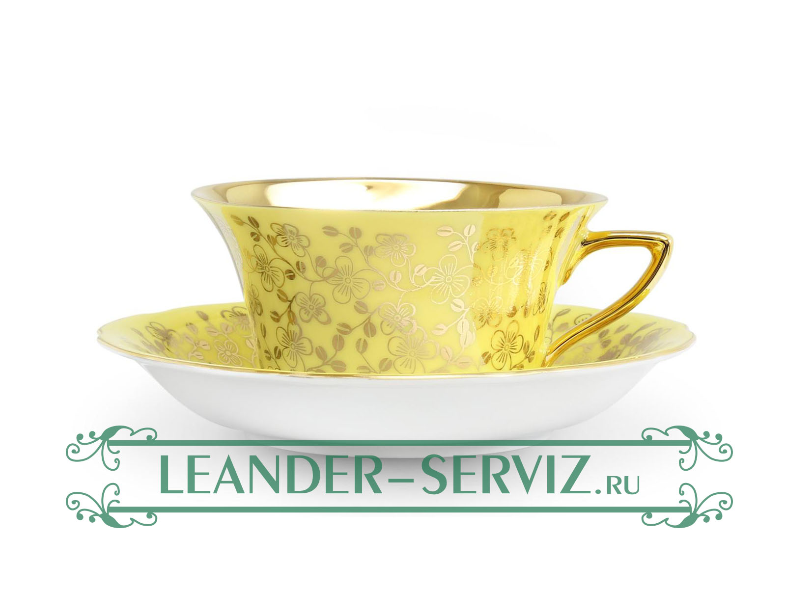 картинка Чайная пара 100 мл Виндзор (Windzor), Золотые цветы, желтый 13120424-L341 Leander от интернет-магазина Leander Serviz