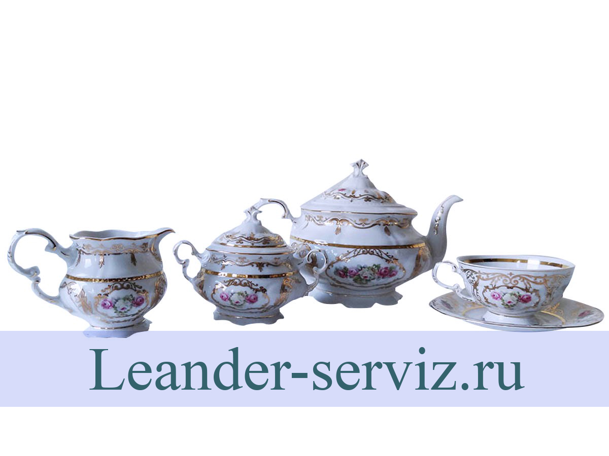 картинка Чайный сервиз 6 персон Соната, Розы в золоте, 07160725-0740 Leander от интернет-магазина Leander Serviz