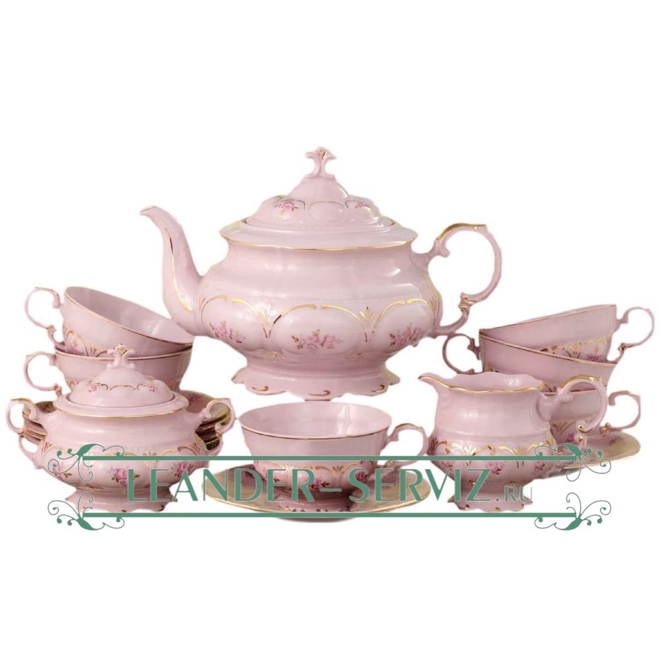 картинка Чайный сервиз 6 персон Соната, Гармония, розовый фарфор 07260725-0159 от интернет-магазина Leander Serviz