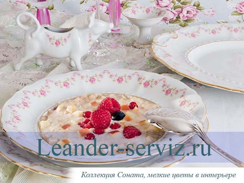 картинка Столовый набор 6 персон 24 предмета Соната (Sonata), Мелкие цветы 07162012-0158 Leander от интернет-магазина Leander Serviz