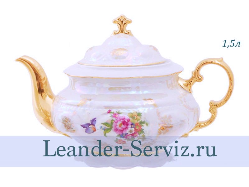 картинка Чайник 1,5 л Соната (Sonata), Цветы, перламутр 07120729-0656 Leander от интернет-магазина Leander Serviz