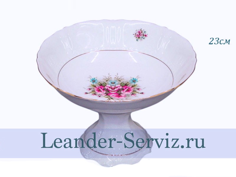 картинка Ваза для фруктов на ножке 23 см Соната (Sonata), Розовые цветы 07116155-0013 Leander от интернет-магазина Leander Serviz