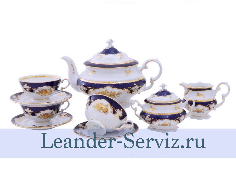 картинка Чайный сервиз 12 персон Соната, Золотая роза, кобальт 07160726-1457 Leander от интернет-магазина Leander Serviz