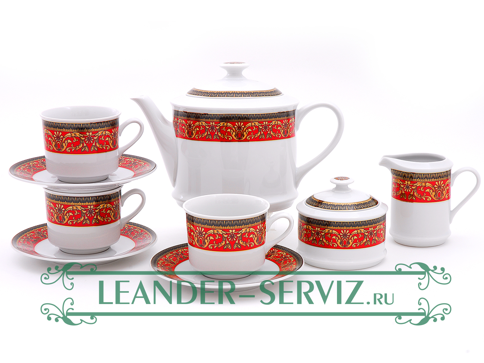картинка Чайный сервиз 12 персон Сабина, Красная лента 02160726-0979 Leander от интернет-магазина Leander Serviz