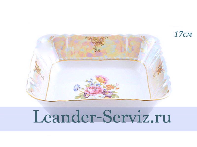 картинка Салатник квадратный 17 см Соната (Sonata), Цветы, перламутр 07111422-0656 Leander от интернет-магазина Leander Serviz