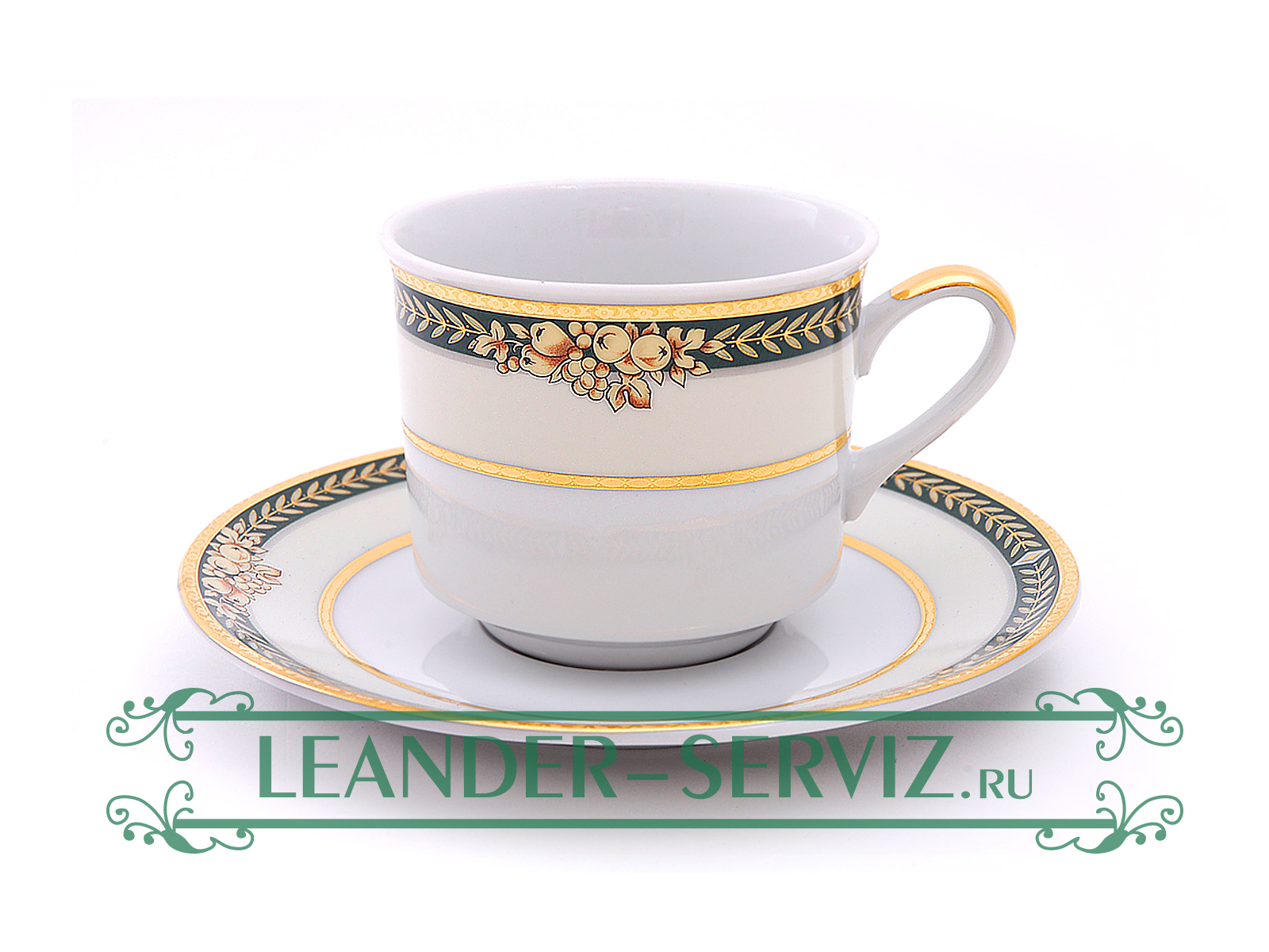 картинка Чайные пары 200 мл Сабина (Sabina), Фрукты на зеленой ленте (6 пар) 02160415-0711 Leander от интернет-магазина Leander Serviz