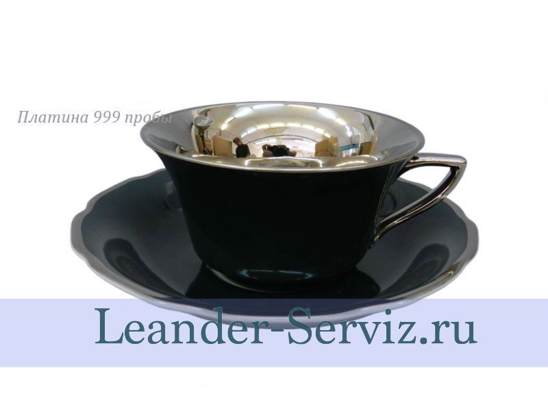 картинка Чайная пара 100 мл Виндзор (Windzor), Сажа, платина 13120424-282F Leander от интернет-магазина Leander Serviz