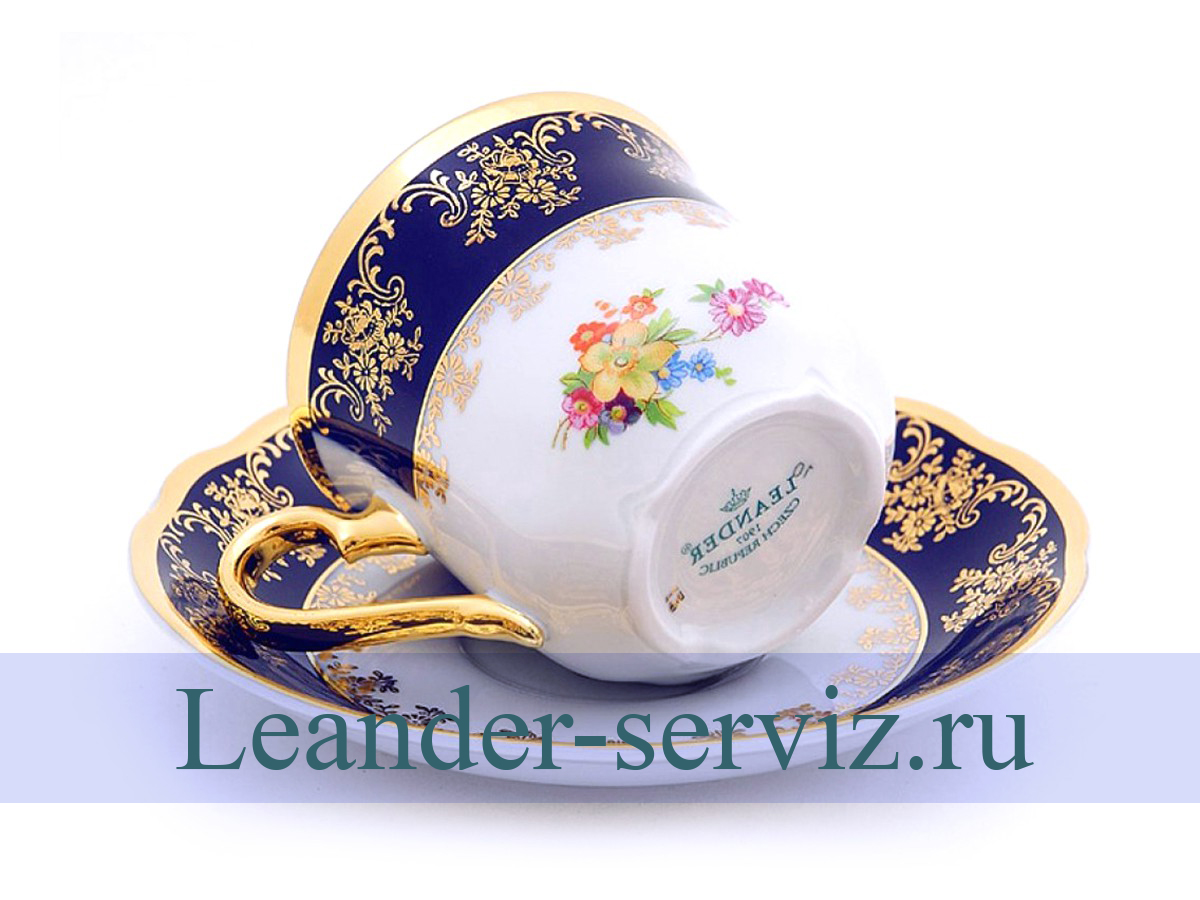 картинка Набор из двух чайных пар 200 мл Мэри-Энн, Мелкие цветы, кобальт 03140415-0086 Leander от интернет-магазина Leander Serviz
