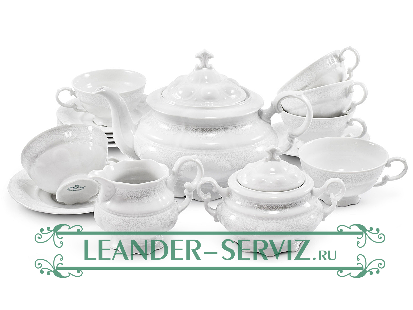 картинка Чайный сервиз 12 персон Соната, Белый узор 07160726-3001 Leander от интернет-магазина Leander Serviz