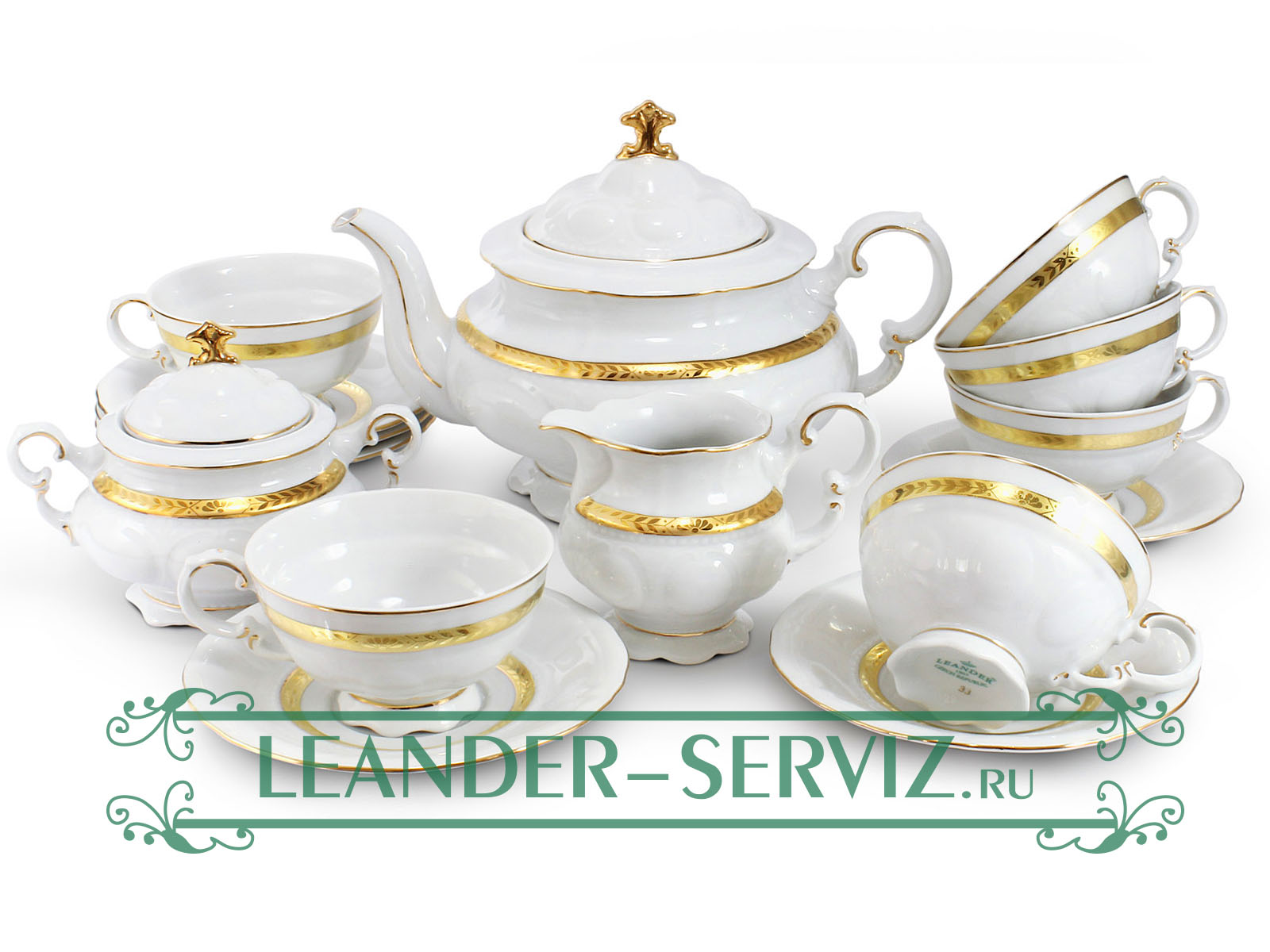 картинка Чайный сервиз 12 персон Соната, Золотая лента 07160726-1239 Leander от интернет-магазина Leander Serviz