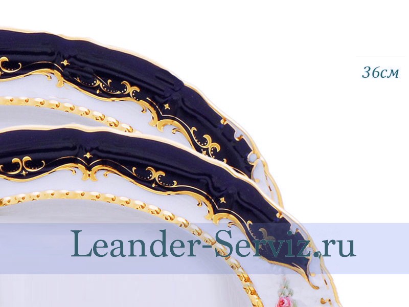 картинка Блюдо овальное 36 см Соната (Sonata), Мелкие цветы, кобальт 07111513-0440 Leander от интернет-магазина Leander Serviz