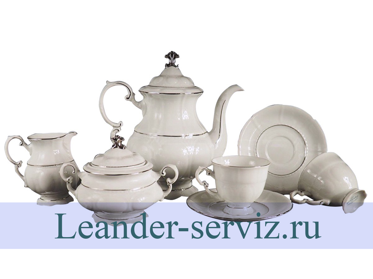 картинка Кофейный сервиз 6 персон 15 предметов Соната, Отводка платина 07160714-1138 Leander от интернет-магазина Leander Serviz