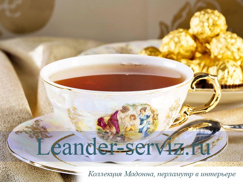 картинка Блюдо овальное 36 см Соната (Sonata), Мадонна, перламутр 07111513-0676 Leander от интернет-магазина Leander Serviz