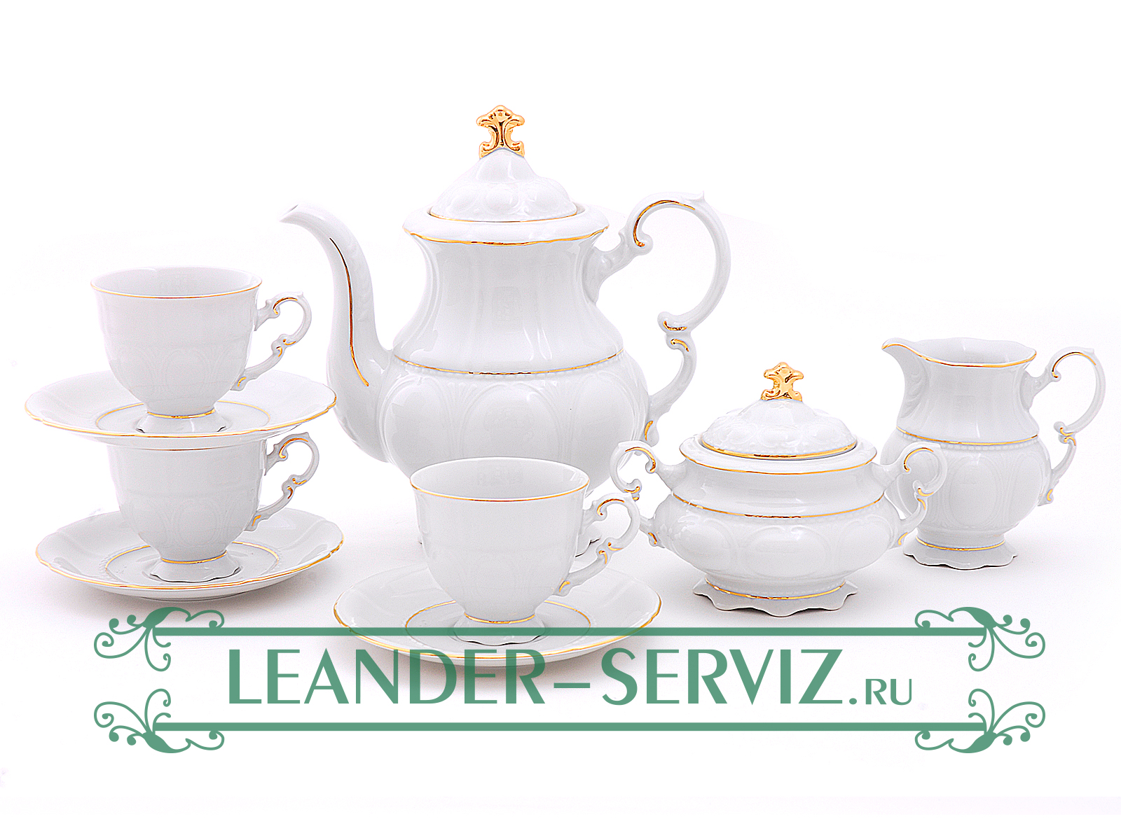 картинка Кофейный сервиз 6 персон Соната, Отводка золото 07160714-1139 Leander от интернет-магазина Leander Serviz