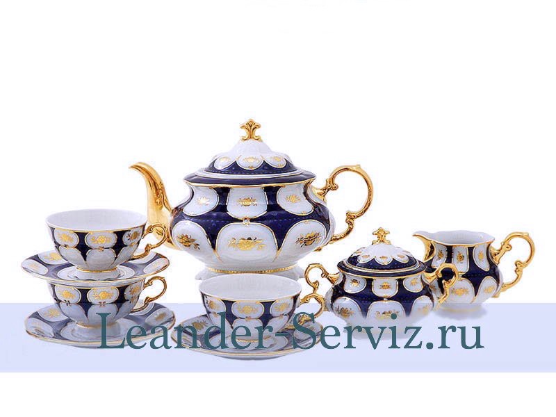 картинка Чайный сервиз 12 персон Соната, Золотой цветок, кобальт 07160726-0443 Leander от интернет-магазина Leander Serviz