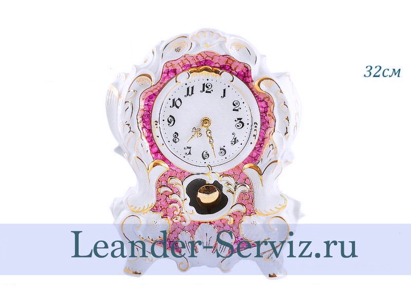 картинка Часы каминные 32 см, Розовый мрамор, отводка золото 20198135-6998 Leander от интернет-магазина Leander Serviz