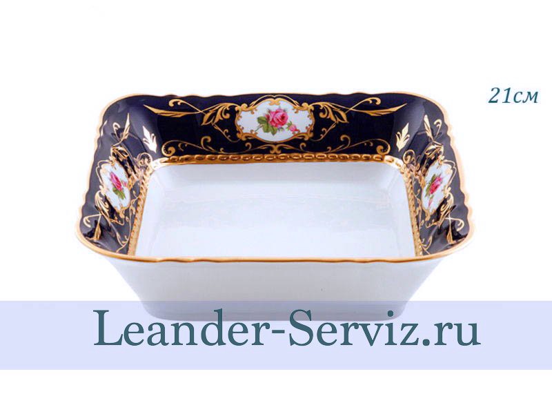 картинка Салатник квадратный 21 см Соната (Sonata), Мелкие цветы, кобальт 07111423-0440 Leander от интернет-магазина Leander Serviz