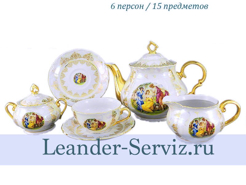 картинка Чайный сервиз 6 персон Верона, Мадонна, золото 67160725-1907 Leander от интернет-магазина Leander Serviz