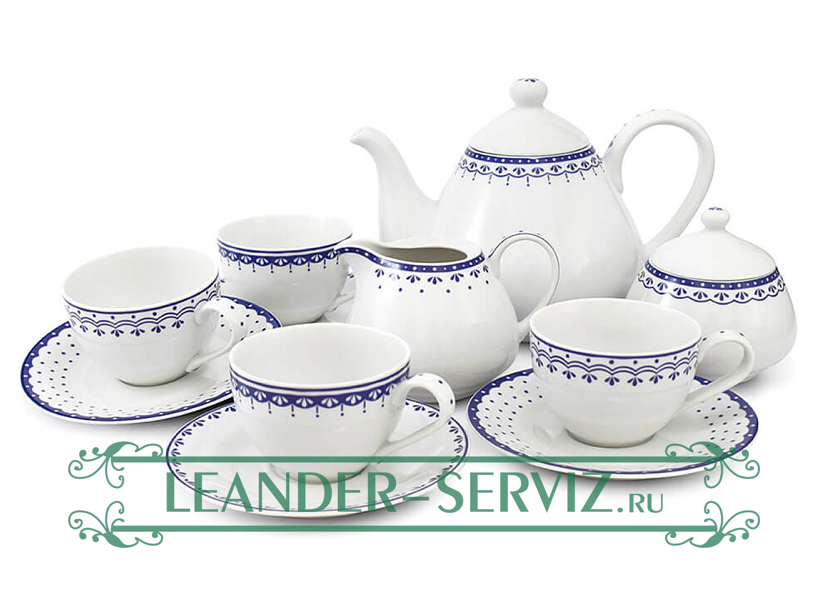 картинка Чайный сервиз 4 персоны 11 предметов, HYGGELYNE, Синие узоры 71160717-327E Leander от интернет-магазина Leander Serviz