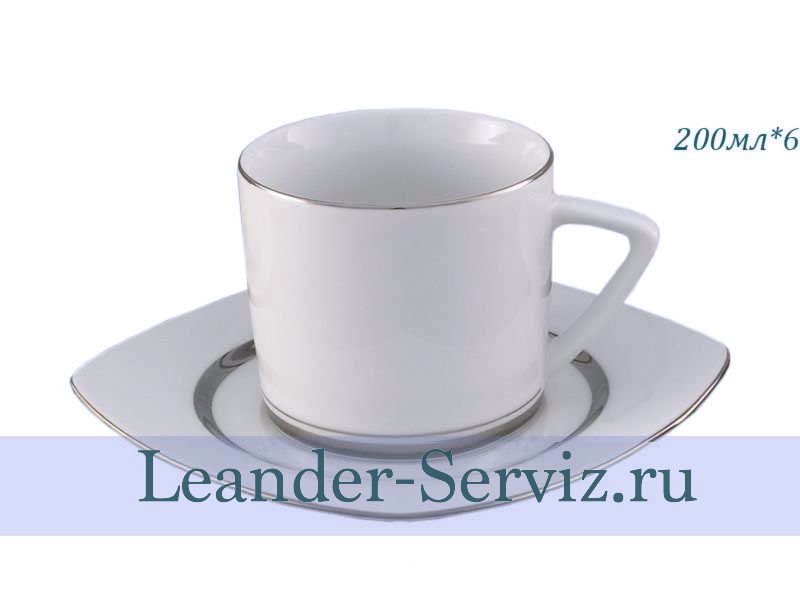 картинка Чайные пары 200 мл Бьянка (Byanka), Отводка платина (6 пар) 69160415-0011 Leander от интернет-магазина Leander Serviz