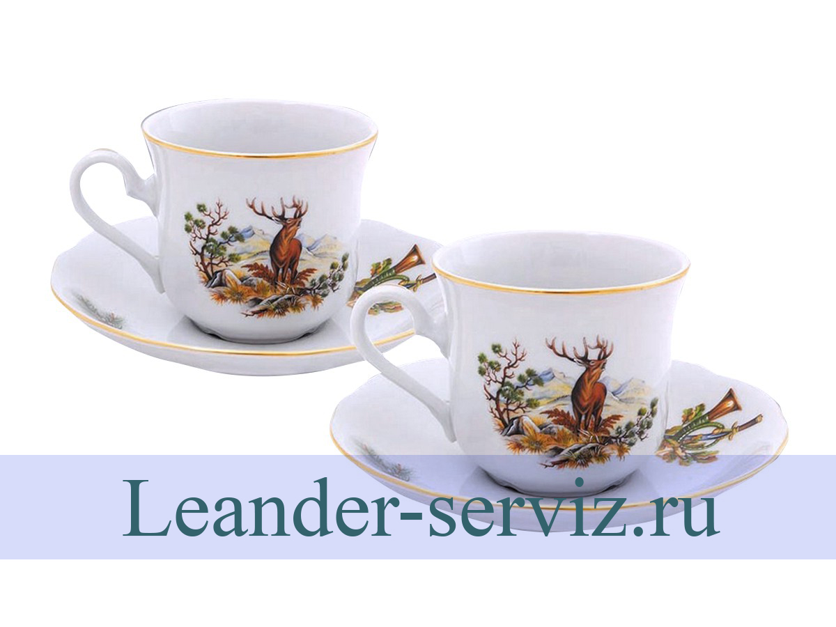 картинка Набор из двух чайных пар 200 мл, Мэри-Энн, Охотничьи сюжеты 03140415-0363 Leander от интернет-магазина Leander Serviz