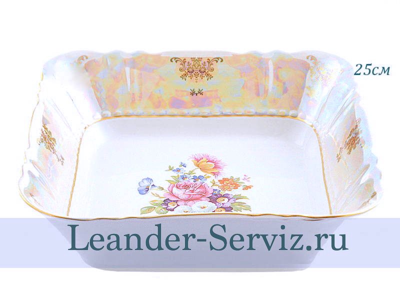 картинка Салатник квадратный 25 см Соната (Sonata), Цветы, перламутр 07111424-0656 Leander от интернет-магазина Leander Serviz