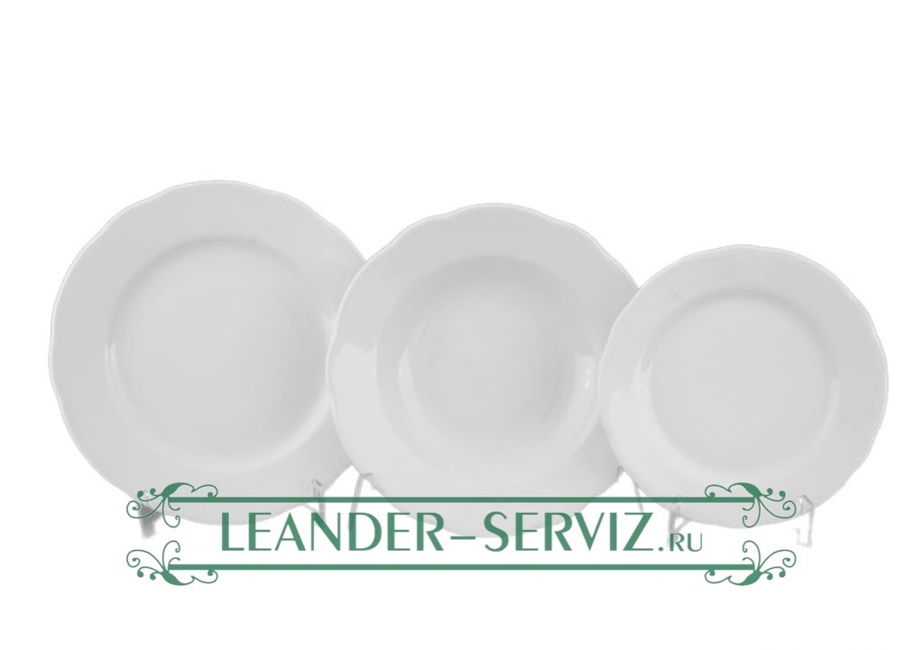 картинка Набор тарелок 6 персон 18 предметов Мэри-Энн, Белые 03160119-0000 Leander от интернет-магазина Leander Serviz