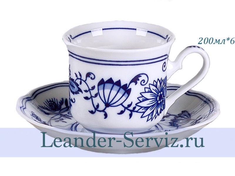 картинка Чайные пары 200 мл Мэри-Энн (Mary-Anne), Гжель (6 пар) 03160415-0055 Leander от интернет-магазина Leander Serviz