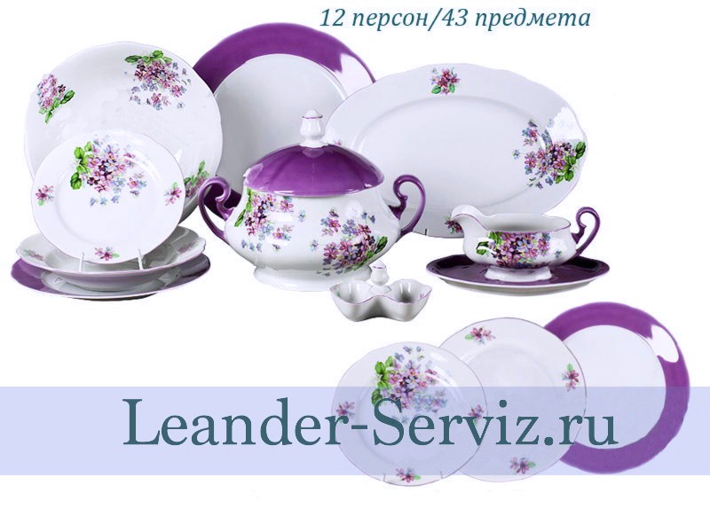 картинка Столовый сервиз 12 персон 43 предмета Мэри - Энн (Mary - Anne), Лиловые цветы 03162043-2391 Leander от интернет-магазина Leander Serviz