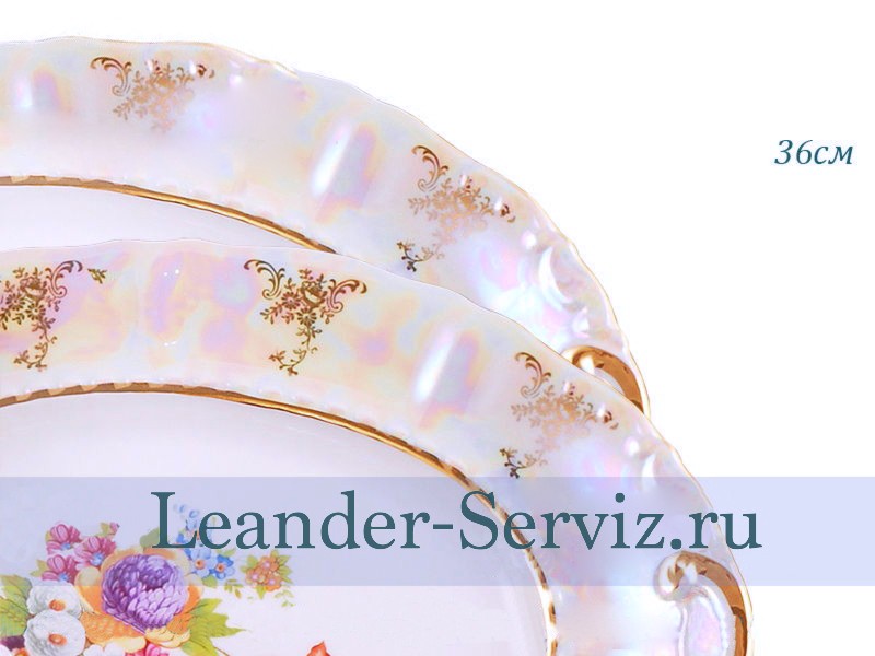 картинка Блюдо овальное 36 см Соната (Sonata), Цветы, перламутр 07111513-0656 Leander от интернет-магазина Leander Serviz