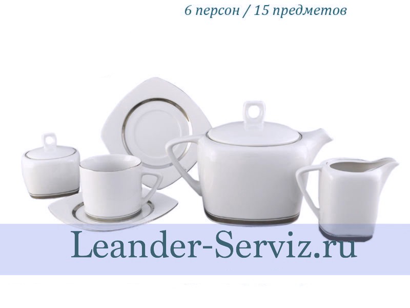 картинка Чайный сервиз 6 персон Бьянка, Отводка платина 69160725-0011 Leander от интернет-магазина Leander Serviz