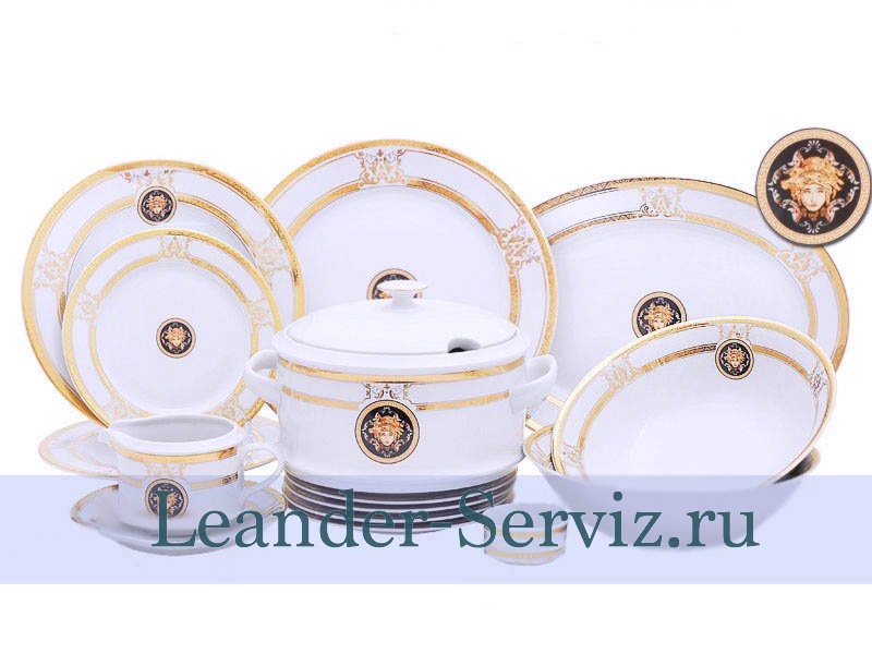 картинка Столовый сервиз 12 персон 43 предмета Сабина, Версаче, Золотая лента 03162043-A126 Leander от интернет-магазина Leander Serviz