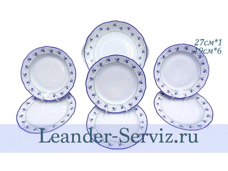 картинка Набор для торта 6 персон 7 предметов Мэри-Энн 1 (Mary-Anne), Синие цветы 03161019-0887 Leander от интернет-магазина Leander Serviz