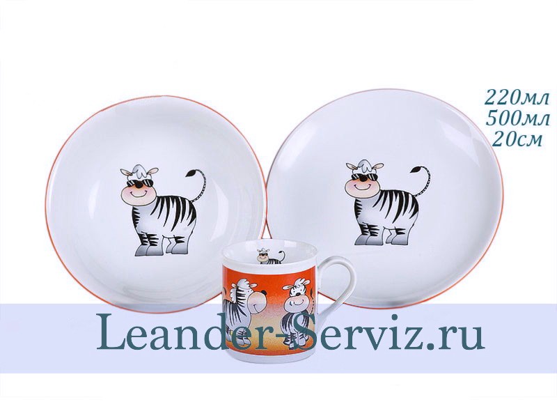 картинка Детский набор 3 предмета, Милая зебра 02130112-237D Leander от интернет-магазина Leander Serviz