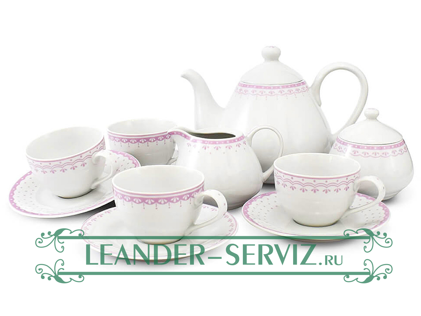 картинка Чайный сервиз 4 персоны 11 предметов, HYGGELYNE, Розовые узоры 71160717-327A Leander от интернет-магазина Leander Serviz