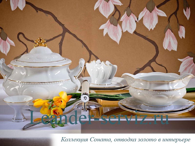 картинка Чайно-столовый сервиз 6 персон Соната, Отводка золото 07162000-1139 Leander от интернет-магазина Leander Serviz