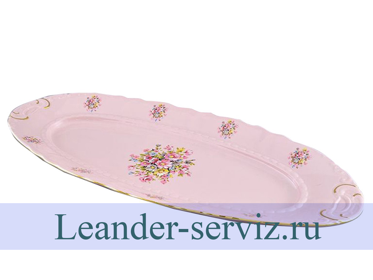 картинка Блюдо овальное 55,5см, Соната, Бледные цветы, розовый фарфор 07211518-0006 Leander от интернет-магазина Leander Serviz