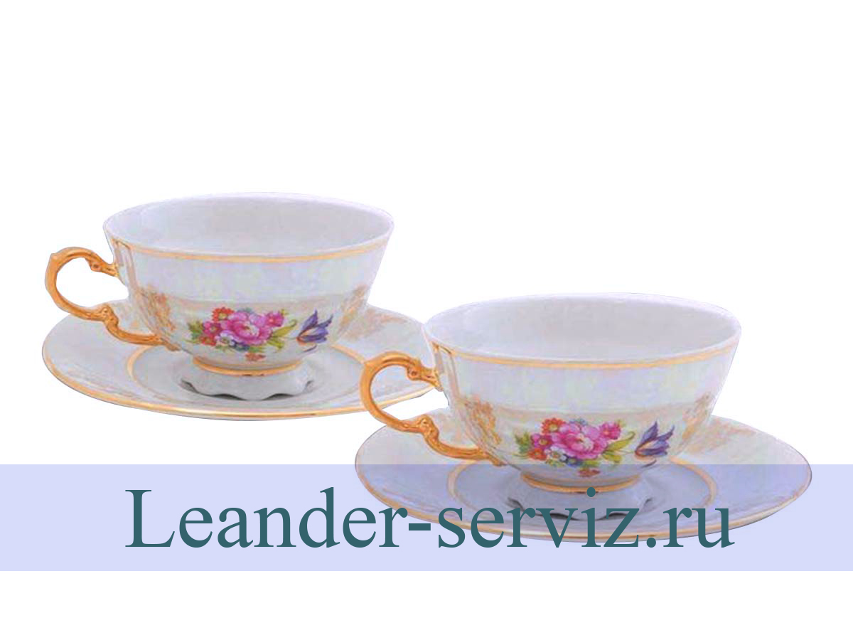 картинка Набор из двух чайных пар 200 мл, Соната, цветы, перламутр 07140425-0656 Leander от интернет-магазина Leander Serviz
