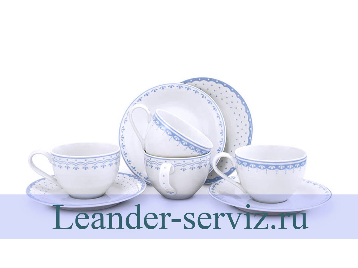 картинка Чайные пары 200 мл, HYGGELYNE, Голубые узоры (4 пары) 71150425-327B Leander от интернет-магазина Leander Serviz