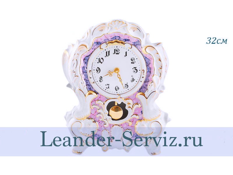 картинка Часы каминные 32 см, Сиреневый мрамор, отводка золото 20198135-6999 Leander от интернет-магазина Leander Serviz