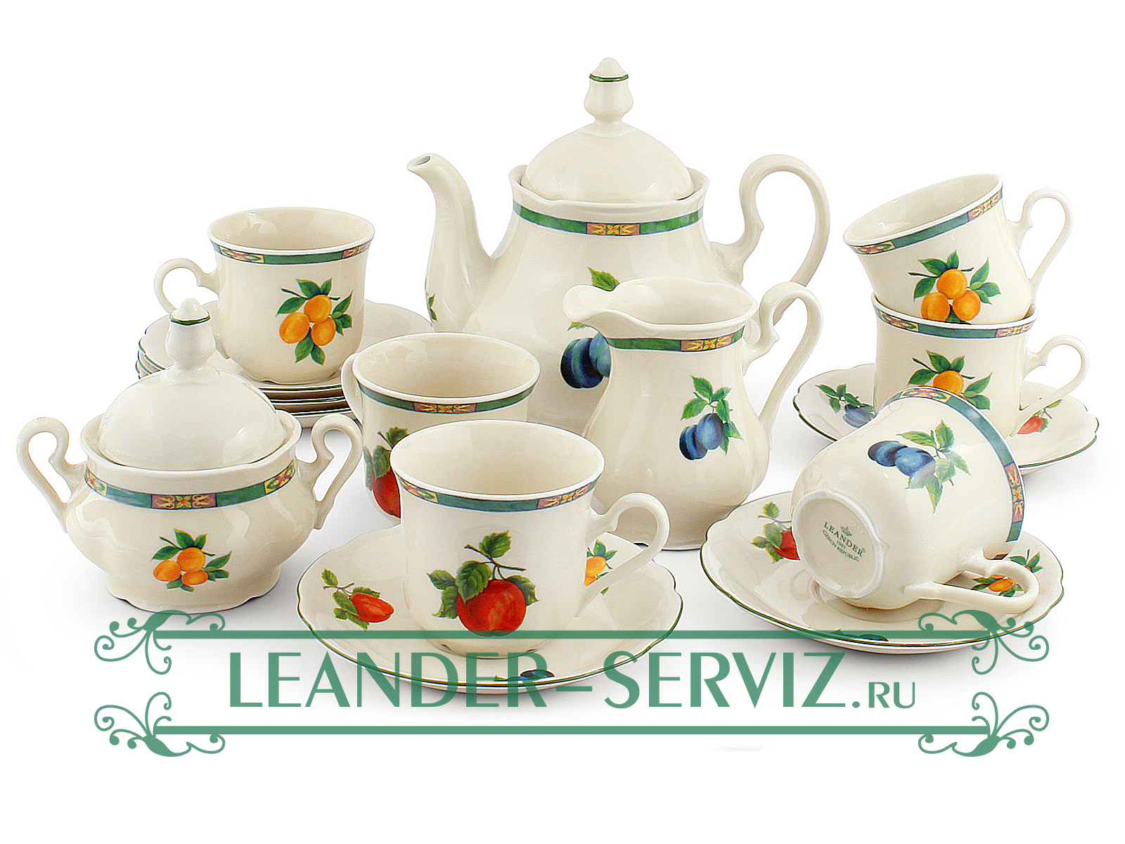 картинка Чайный сервиз 6 персон Мэри-Энн, Фруктовый сад, слоновая кость 03560725-080H Leander от интернет-магазина Leander Serviz