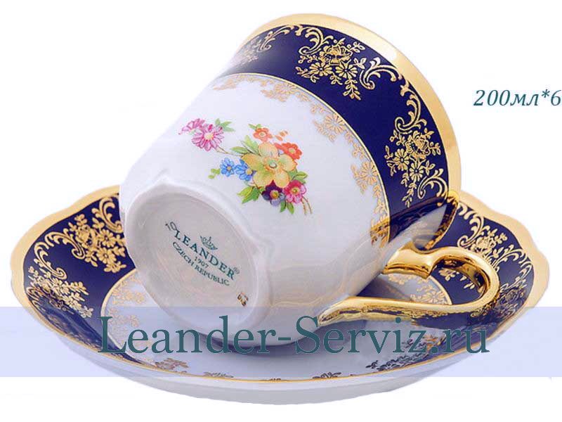 картинка Чайные пары 200 мл Мэри-Энн (Mary-Anne), Мелкие цветы, кобальт (6 пар) 03160415-0086 Leander от интернет-магазина Leander Serviz