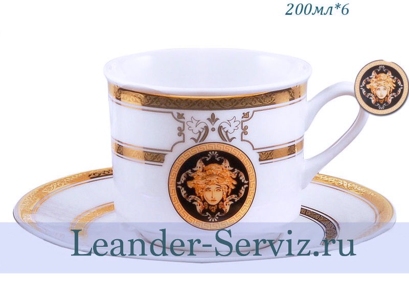 картинка Чайные пары 200 мл Сабина (Sabina), Версаче, Золотая лента (6 пар) 02160415-A126 Leander от интернет-магазина Leander Serviz