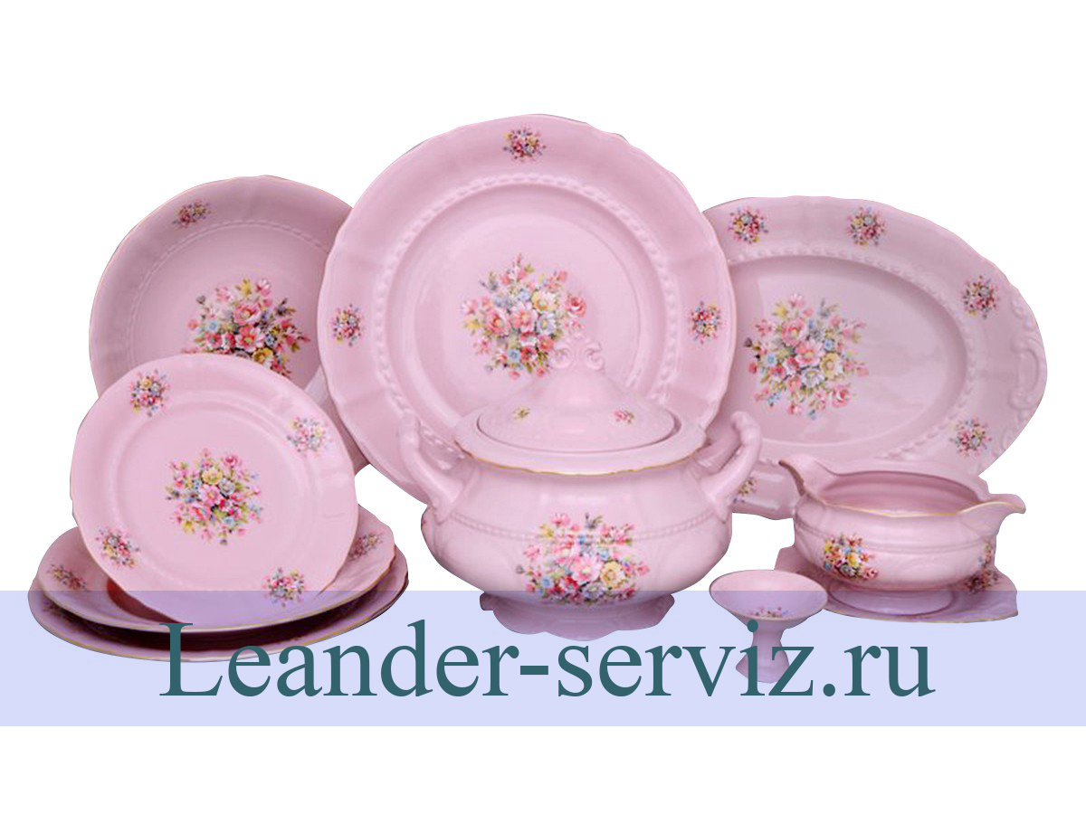 картинка Столовый сервиз 6 персон Соната, Бледные цветы, розовый фарфор 07262011-0006 Leander от интернет-магазина Leander Serviz