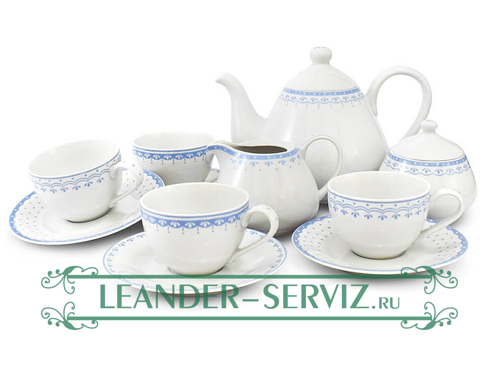 картинка Чайный сервиз 4 персоны 11 предметов, HYGGELYNE, Голубые узоры 71160717-327B Leander от интернет-магазина Leander Serviz